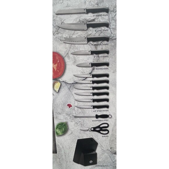 New MasterCHEF 14pc Premium Knife Block Set High Carbon Stainless Steel - Picture 3 of 3